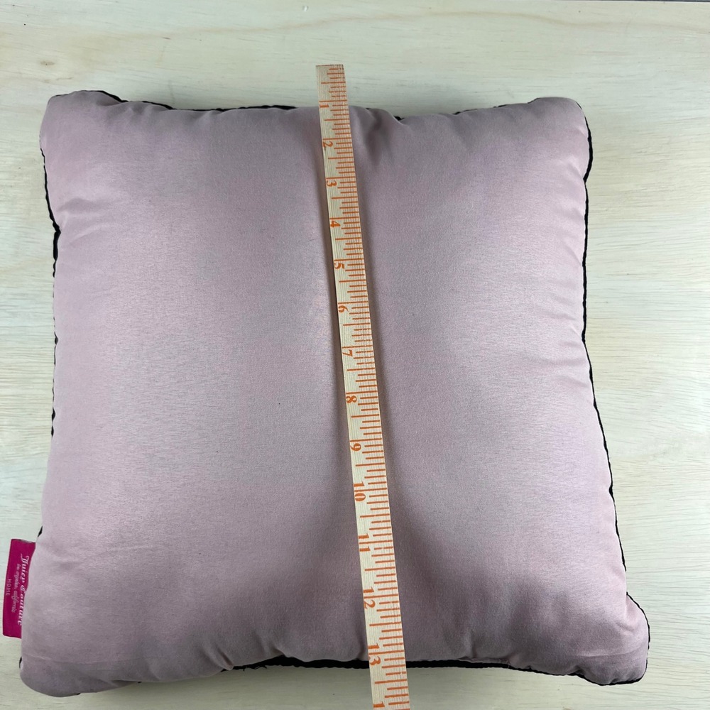 Juicy Couture Home Pink Heart Logo Throw Pillow Black Piping Y2K Decor 13.5" - Picture 4 of 5